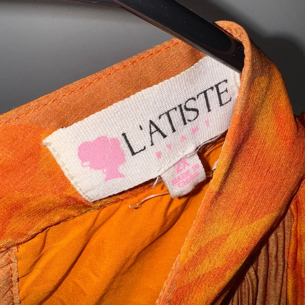 ❌SOLD❌ L'ATISTE Vibrant Orange Long Sleeve Dress - Picture 8 of 8